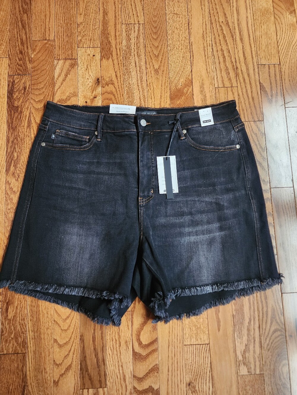Judy Blue Black Denim Frayed Hem Women’s Shorts